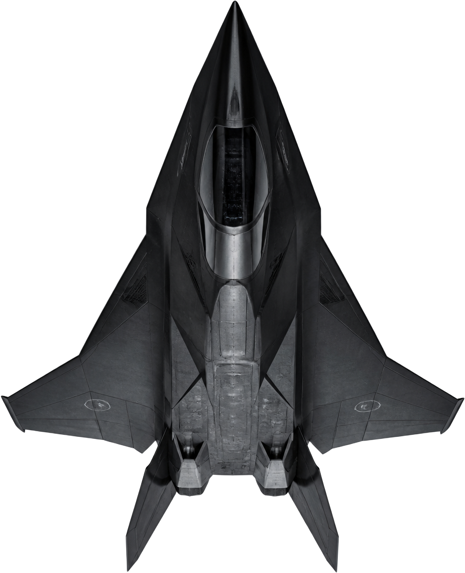 Matte black jet rendered as the SpaceMint launch visual